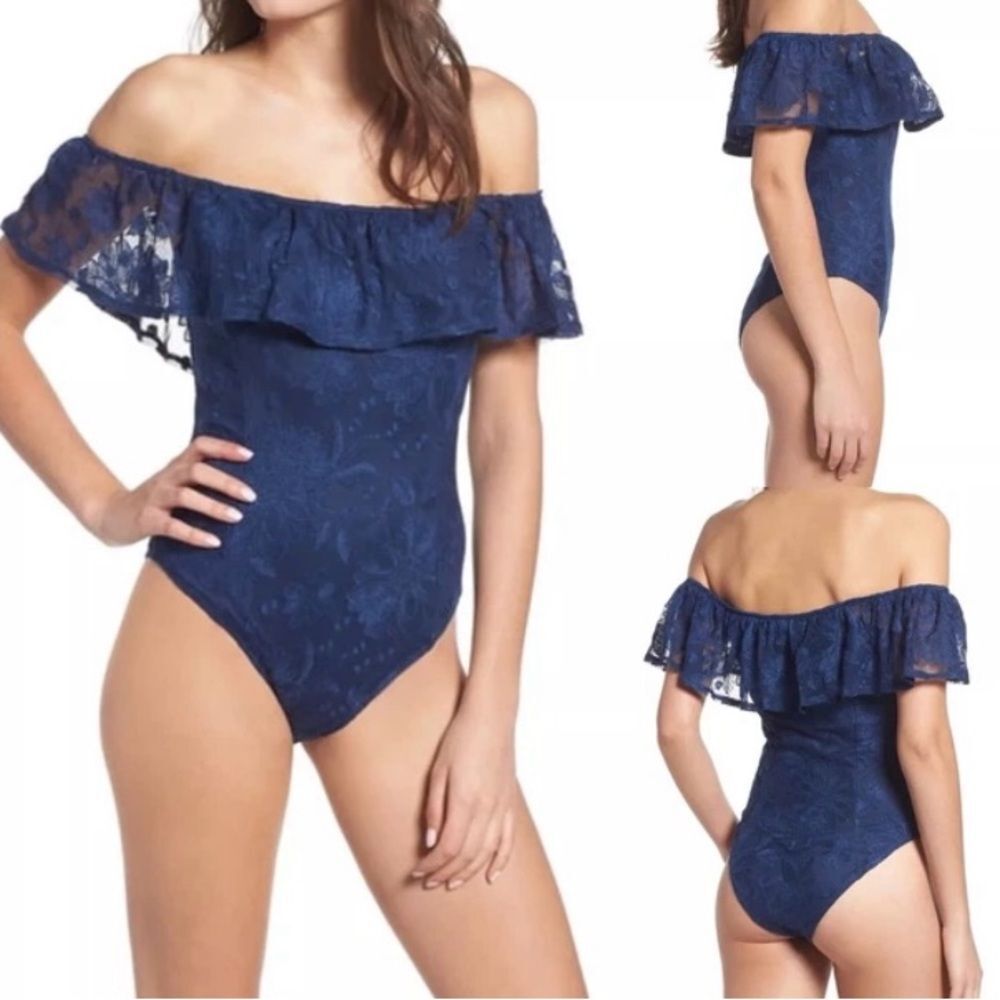 Band of Gypsies Women’s Navy Lace Bodysuit | Juniors Top NWT size XS